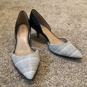 G.I.L.I Estelle Black & White Striped Leather Heels